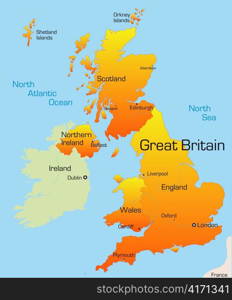 Abstract vector color map of Great Britain country