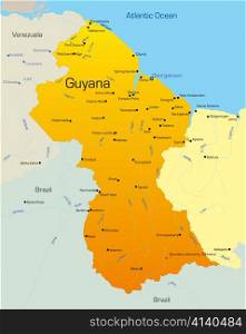 Abstract vector color map of Guyana country