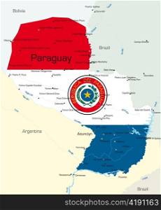 Abstract vector color map of Paraguay country colored by national flag