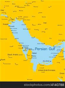 Abstract vector color map of Persian gulf countries