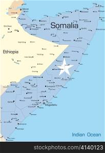 Abstract vector color map of Somalia colored by national flag