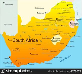 Abstract vector color map of South Africa country