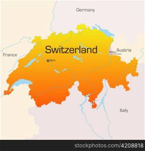 Abstract vector color map of Switzerland country