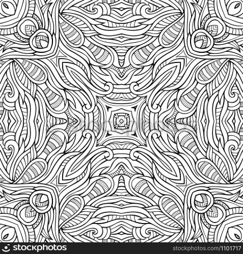 Abstract vector decorative nature ethnic hand drawn sketchy contour seamless pattern. Abstract vector decorative nature ethnic hand drawn pattern