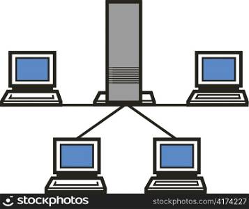 Abstract vector illustration of computers network
