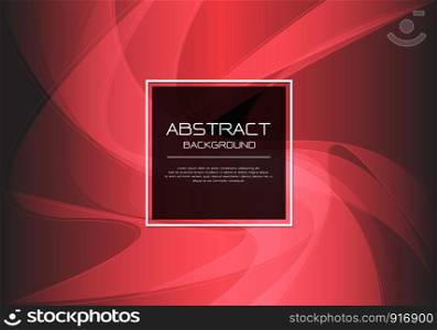 Abstract vector luxury red wave curve on black with square banner white frame template design modern background illustration.