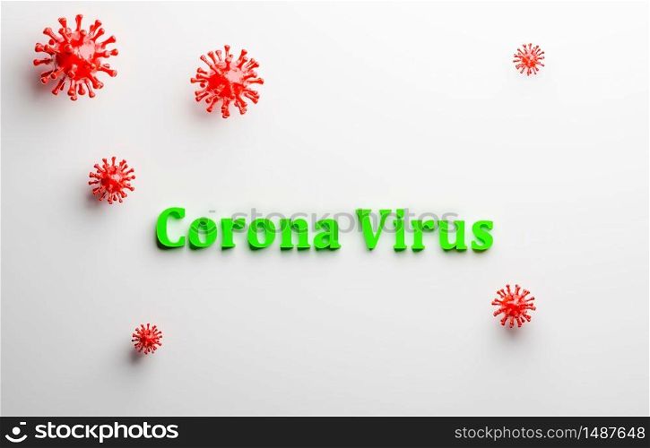 Abstract virus strain model of MERS-Cov or middle East respiratory syndrome coronavirus and Novel coronavirus 2019-nCoV with text on white background. Virus Pandemic Protection Concept. Abstract virus strain model of MERS-Cov or middle East respiratory syndrome coronavirus and Novel coronavirus 2019-nCoV with text on white background.
