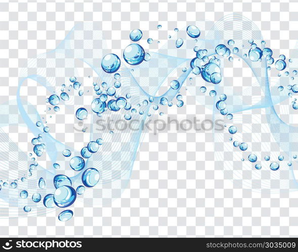 Abstract water background. Abstract water vector background with bubbles of air and transparency