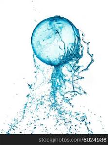 Abstract water ball splash isolated on white background.