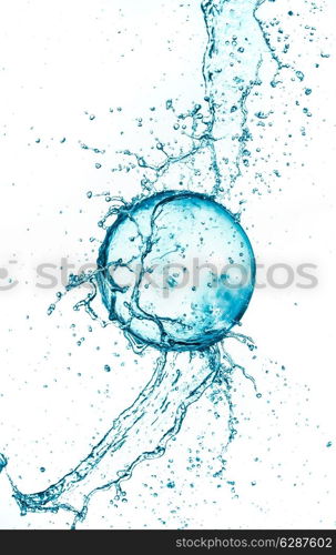 Abstract water ball splash isolated on white background.