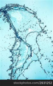Abstract water splash on blue background.