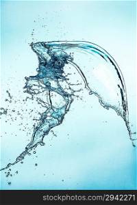 Abstract water splash on blue background.