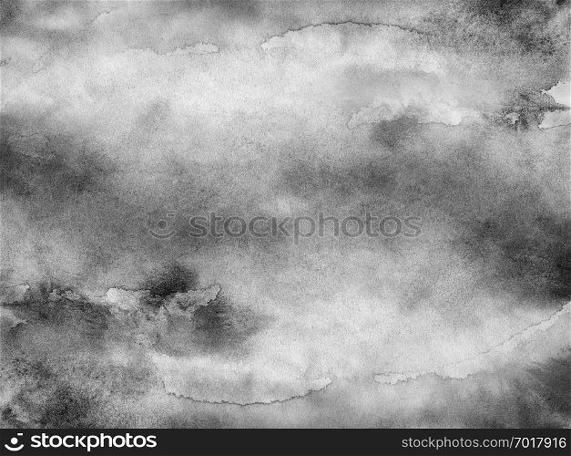 Abstract watercolor background with black and white texture aquarelle paint and paper. Empty surface of square format with grunge effect for your text or collage.