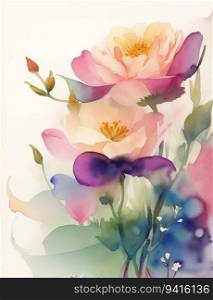 Abstract Watercolor Flower Digital Artistry. Generative AI.