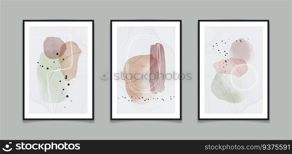 Abstract watercolor minimalist composition with fluid stain elements, dots and lines. Mid-century modern art poster designs. Contemporary vector artwork for home wall decoration, prints, canvas.. Abstract watercolor minimalist composition with fluid stain elements, dots and lines. Mid-century modern art poster designs. Contemporary vector artwork for home wall decoration, prints, canvas