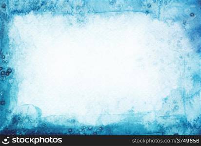 Abstract watercolor painted background. Snow winter texture.
