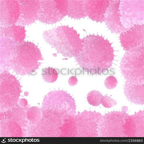 Abstract watercolor pink hand paint isolated on white background. Grungy pink watercolor blot background. Space for lettering. Abstract pink watercolor texture