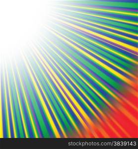 Abstract Wave Background with Red, Yellow, Green Rays. Rays diverging in different directions.
