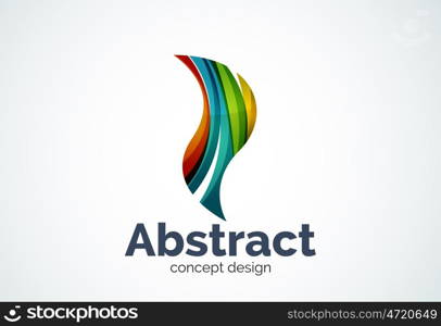 Abstract wave logo template, smooth motion concept. Color overlapping pieces design style