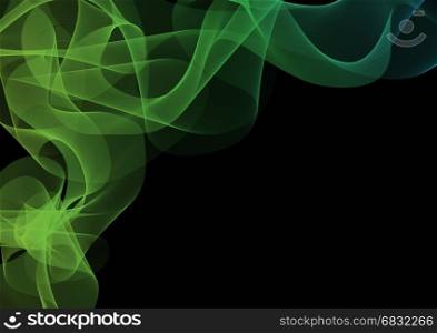 Abstract waves or smoke background illustration in green colors