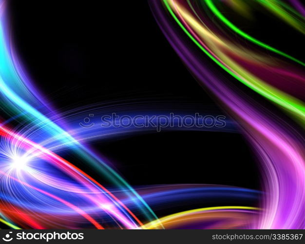 abstract wavy colorful design backdrop on a black background