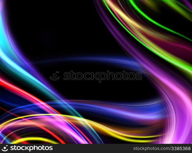 abstract wavy colorful design backdrop on a black background