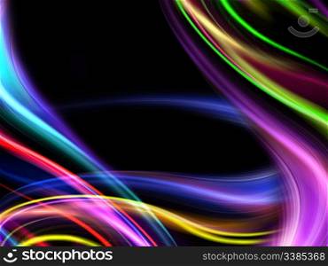 abstract wavy colorful design backdrop on a black background