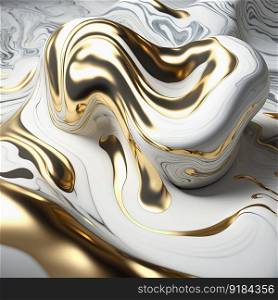 Abstract white and gold luxury design. Dynamic fluid marble creative texture. Generative AI. Abstract white and gold luxury marble background. AI