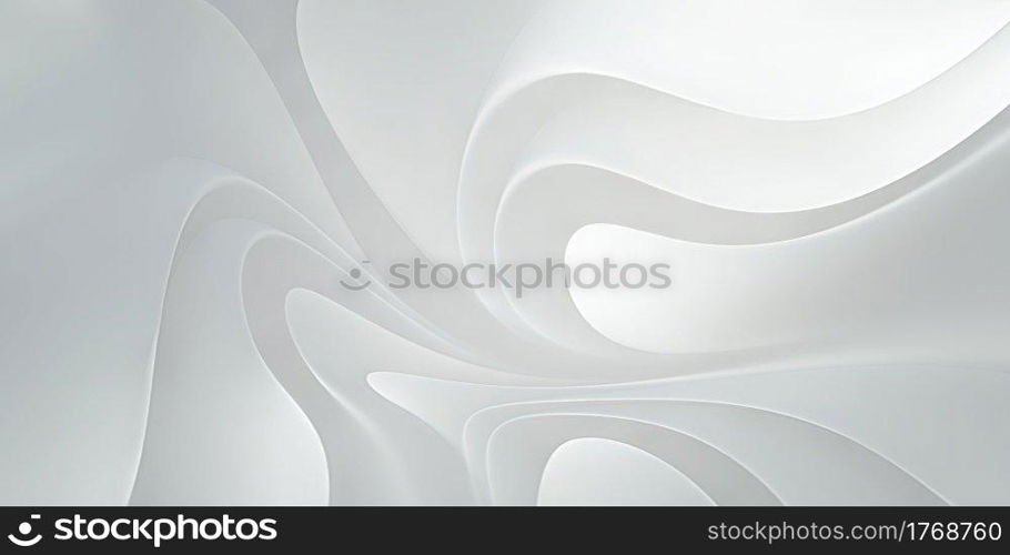Abstract white modern 3d background with flowing shapes