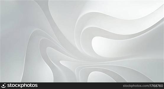 Abstract white modern 3d background with flowing shapes