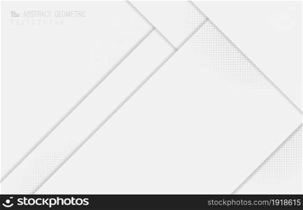 Abstract white overlapping design of papercut with halftone design background. illustration vector