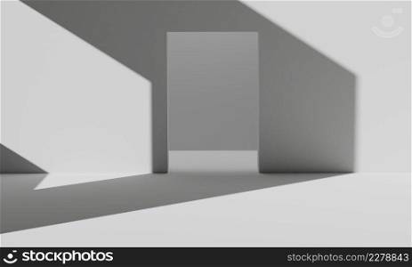 Abstract white room background with light shadows. 3D render