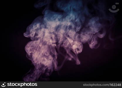 Abstract white smoke texture on a dark background, post processing.