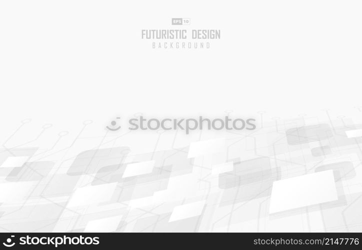 Abstract white square geometric technology halftone decorative. Overlapping design for simple background. Illustration vector