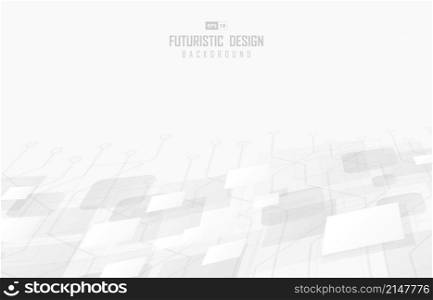 Abstract white square geometric technology halftone decorative. Overlapping design for simple background. Illustration vector