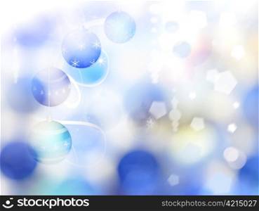 Abstract Winter Background with Christmas Decorations And Bokeh