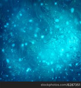 Abstract winter backgrounds with snow flakes over freeze blue texture