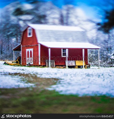 abstract winter scene on a country farm