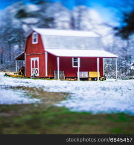 abstract winter scene on a country farm