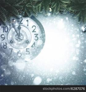 Abstract Xmas backgrounds with old watches and christmas decorations
