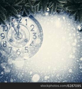 Abstract Xmas backgrounds with old watches and christmas decorations