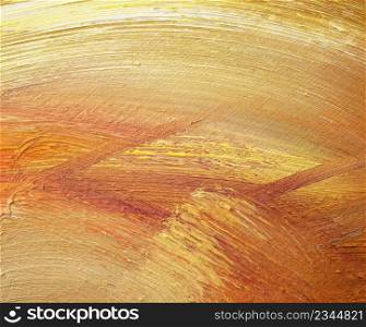 Abstract yellow color art background acrylic paint brush strokes. Artwork for creative design.