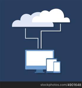 Abstraction of cloud technology. Vector illustration
