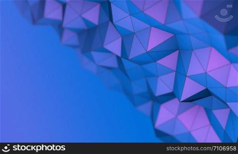 abtract blue and violet triangle background, 3d rendering