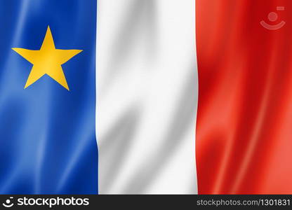 Acadians ethnic flag, America. 3D illustration. Acadians ethnic flag, America