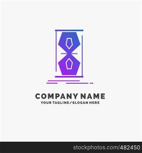 Access, clock, early, sand clock, time Purple Business Logo Template. Place for Tagline.. Vector EPS10 Abstract Template background