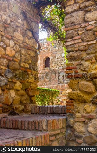 access of Arab style in the famous Palace of the Alcazaba in Malaga Spain