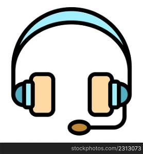 Accessory headset icon. Outline accessory headset vector icon color flat isolated. Accessory headset icon color outline vector