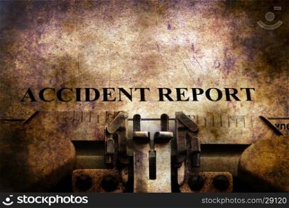 Accident report text on vintage typewriter