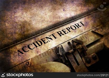 Accident report text on vintage typewriter